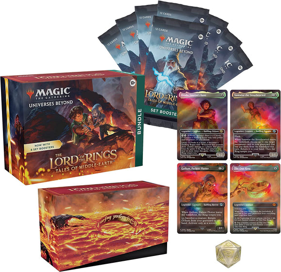 Magic The Gathering The Lord of The Rings: Tales of Middle-Earth Bundle - 8 Set Boosters + Dice