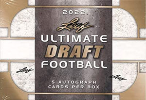 2022 Leaf Ultimate Draft Football box (FIVE Autograph cards/bx)