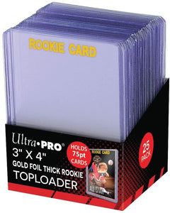 Ultra Pro 3" x 4" Clear Gold Foil Rookie Top Loaders (25 Per Pack)